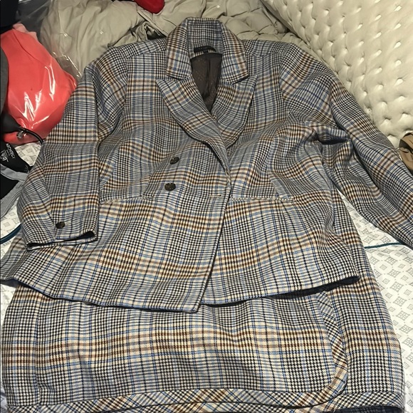 Talbots Dresses & Skirts - Talbots Blue and Brown Checkered Skirt Suit - 18W